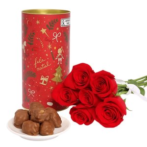 Imagem de Buquê de 6 Rosas Vermelhas e Pedaccio Biscoitê