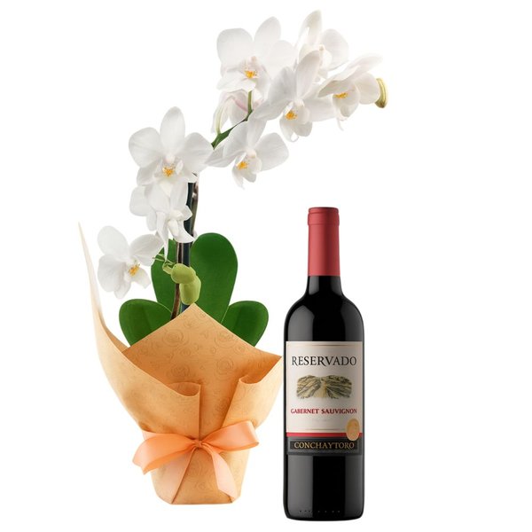 Mini Orquídea Rara Branca e Vinho Reservado 750ml