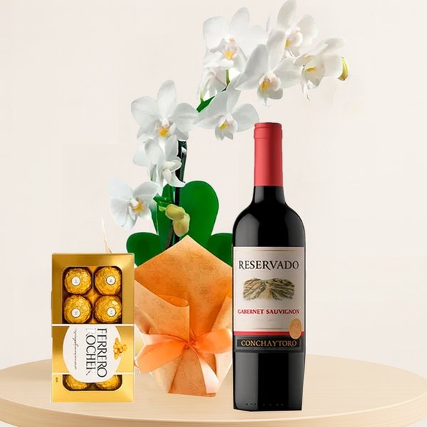 Mini Orquídea Rara Branca e Vinho Reservado 750ml