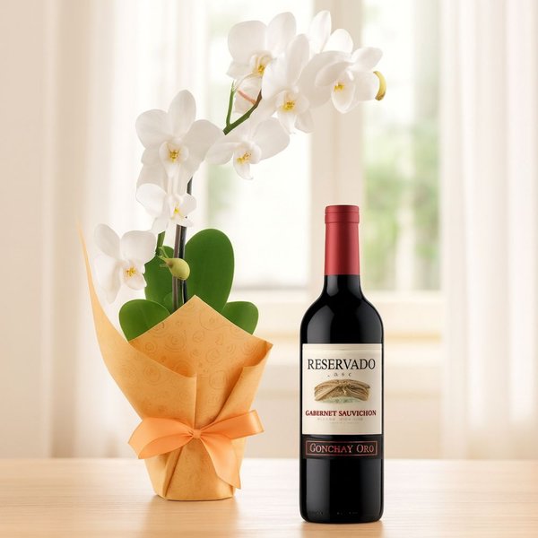 Mini Orquídea Rara Branca e Vinho Reservado 750ml