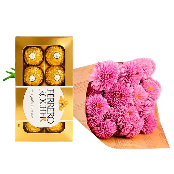 Buquê Partitura de Pinóquio Lilás e Ferrero Rocher