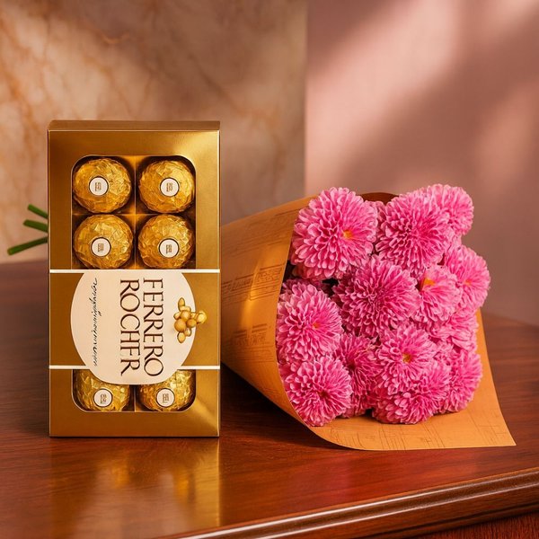 Buquê Partitura de Pinóquio Lilás e Ferrero Rocher