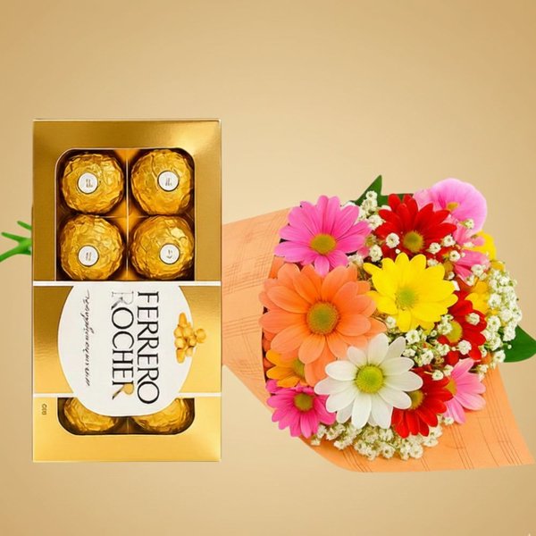 Buquê Partitura Flores do Campo e Ferrero Rocher