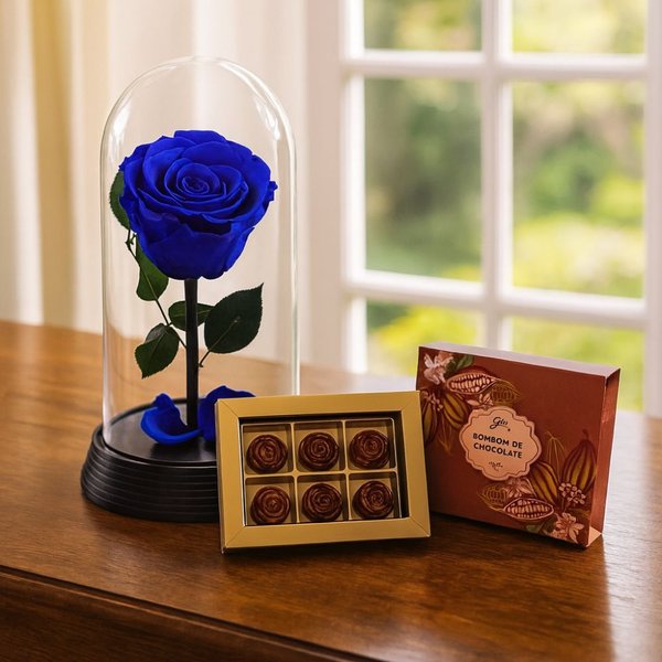 A Bela Rosa Encantada Azul e Bombom Giuliana Flores