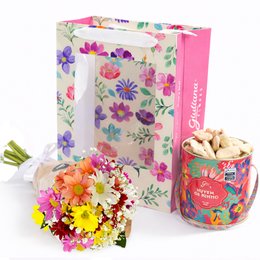 Imagem de Buquê Partitura Flores do Campo e Biscoito Ninho na Bag Pétalas