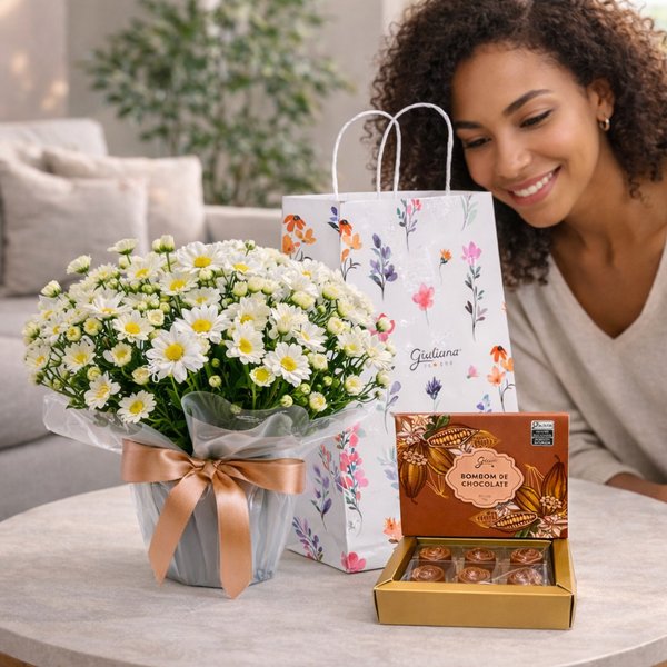 Margaridinhas Brancas e Bombom Giuliana Flores na Bag Florescer