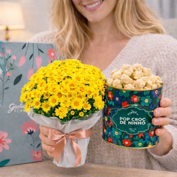 Margaridinhas Amarelas e Pipoca Giuliana Flores na Bag Florescer