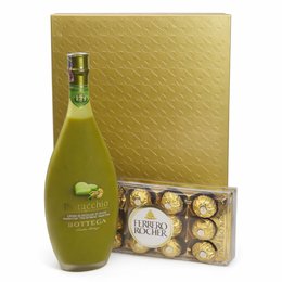 Imagem de Ferrero Rocher 150gr e Licor Italiano Bottega Pistacchio 500ml