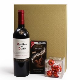 Imagem de Cesta de Vinho Tinto Cabernet Sauvignon 750ml e Lindt