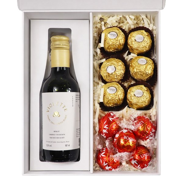 Vinho Tinto e Lindt e Ferrero no Box Esplendor