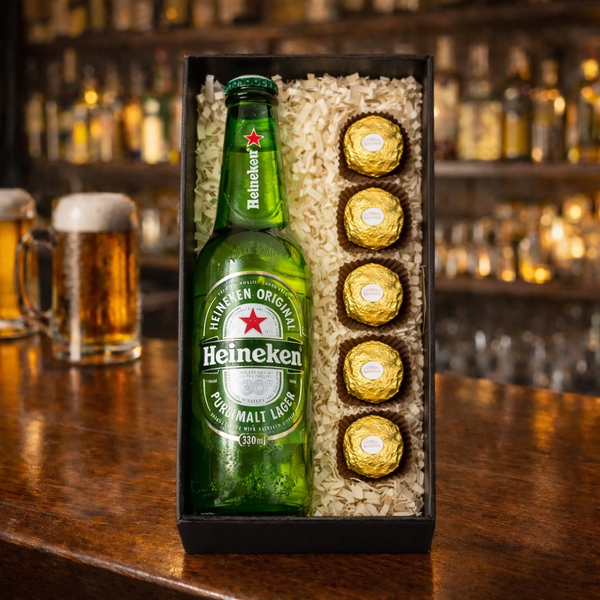 Cerveja Heineken 330ml e Bombons Ferrero Rocher