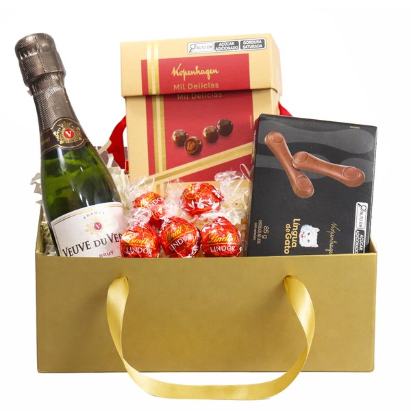 Kit Dourado com Lindt e Kopenhagen e Espumante Francês 187ml