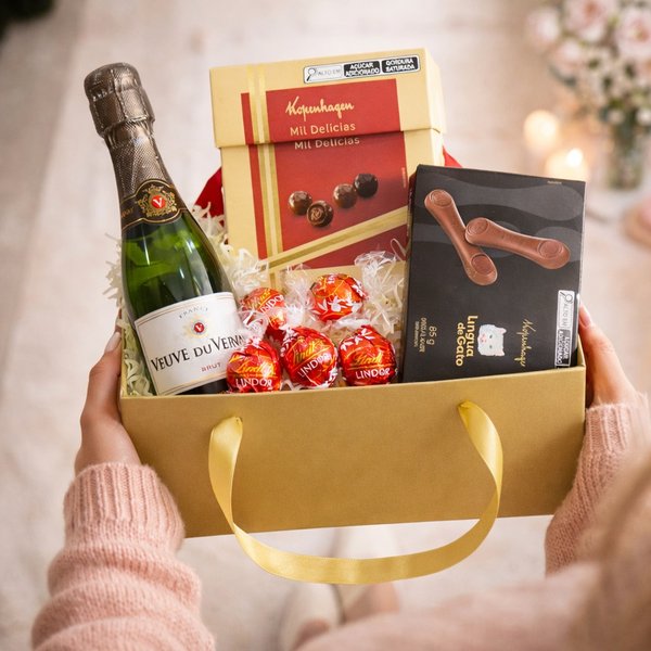 Kit Dourado com Lindt e Kopenhagen e Espumante Francês 187ml