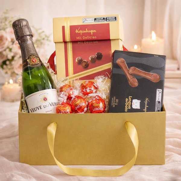 Kit Dourado com Lindt e Kopenhagen e Espumante Francês 187ml