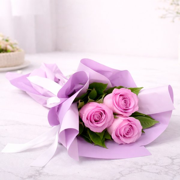 Buquê Trio de Rosas Lilás