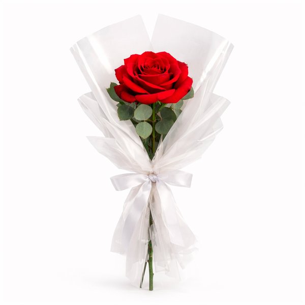 Buquê de Rosa Única Vermelha