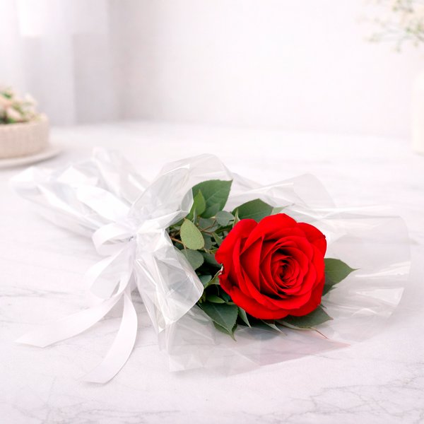 Buquê de Rosa Única Vermelha