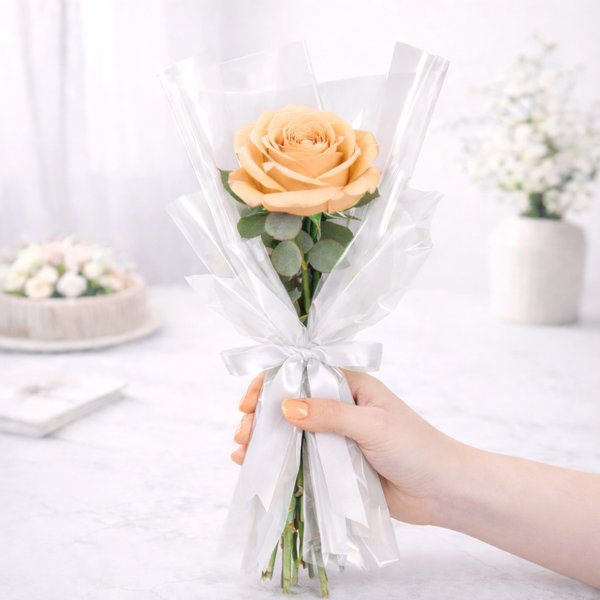 Buquê de Rosa Única Champanhe