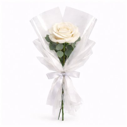 Buquê de Rosa Única Branco