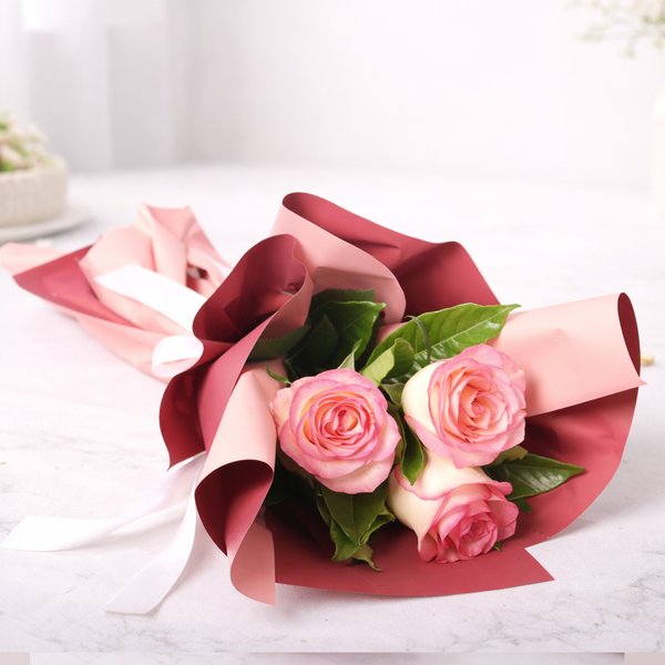 Buquê Trio de Rosas Cor de Rosa