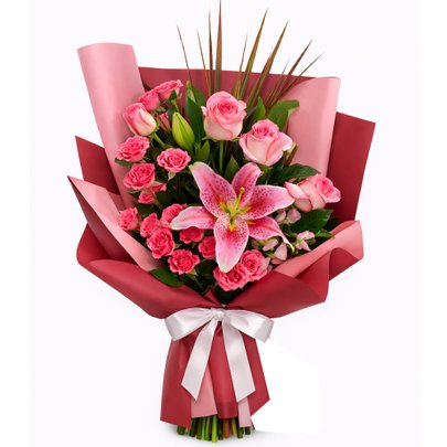 Buquê de Flores Cor de Rosa Majestade