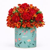 Arranjo Harmonia de Rosas e Astromélias Vermelhas