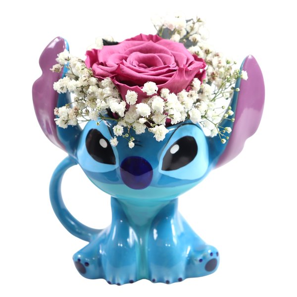 Ornamento Decorativo Stitch e Rosa Encantada  - Coleção Criativa
