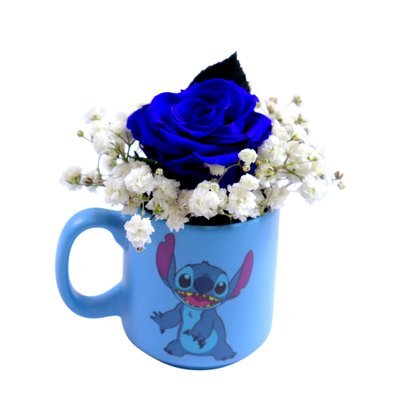 Caneca Stitch com Rosa Encantada Azul - Coleção Criativa