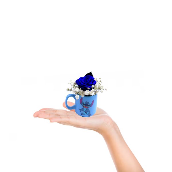 Caneca Stitch com Rosa Encantada Azul - Coleção Criativa