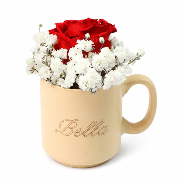 Caneca Bella com Rosa Encantada Vermelha - Coleção Criativa
