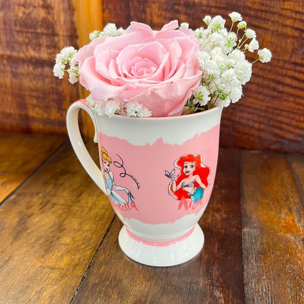 Caneca Princesas com Rosa Encantada Cor Rosa - Coleção Criativa