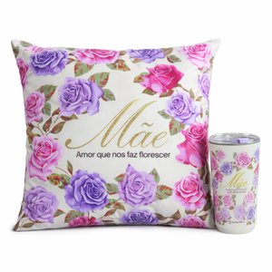 Imagem de Kit Almofada Florescer e Copo Sky - Mãe Encanto