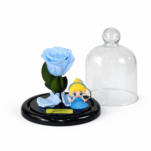 Mini Rosa Encantada Azul Claro e Chaveiro Princesa Cinderela