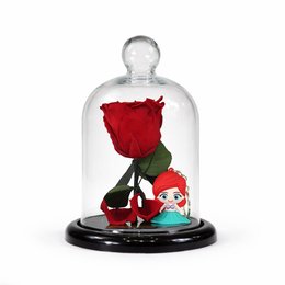 Imagem de Mini Rosa Encantada Vermelha e Chaveiro Princesa Ariel