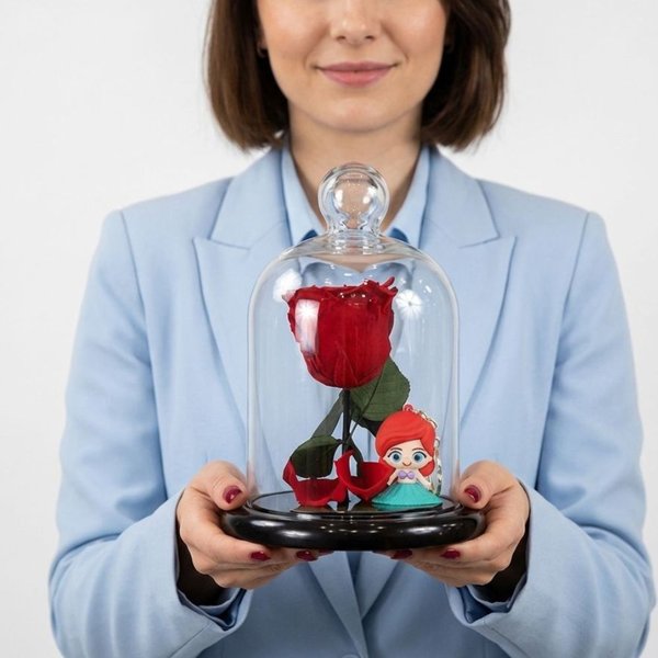 Mini Rosa Encantada Vermelha e Chaveiro Princesa Ariel
