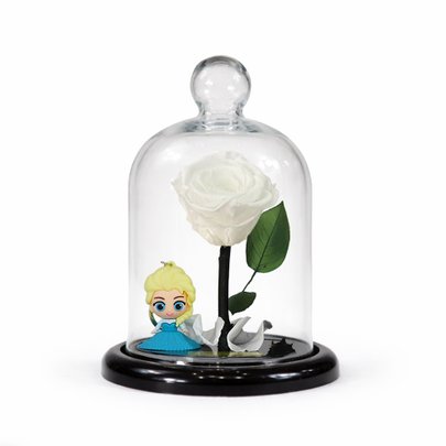 Mini Rosa Encantada Branca e Chaveiro Princesa Elsa