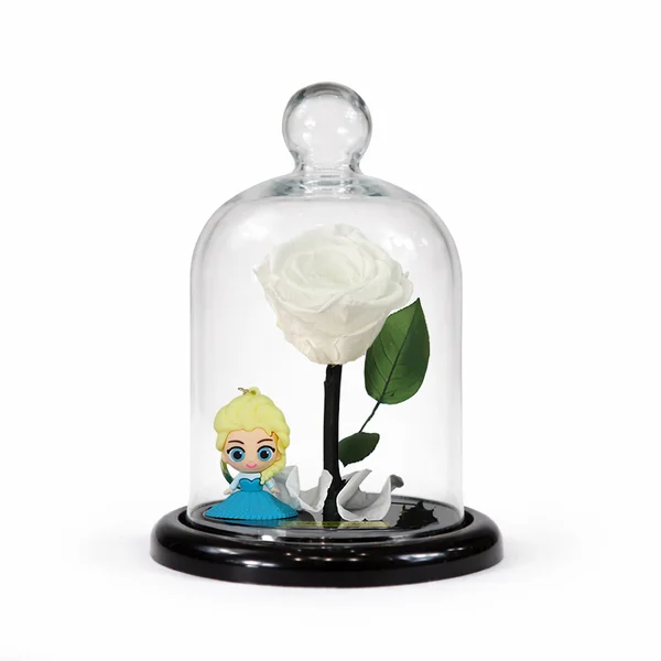 Mini Rosa Encantada Branca e Chaveiro Princesa Elsa