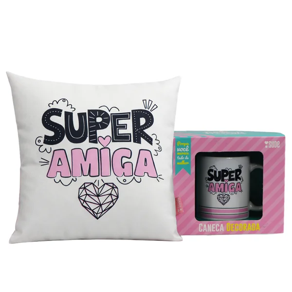 Caneca e Almofada Super Amiga