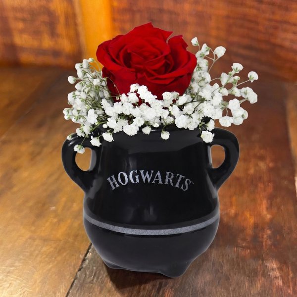 Caneca Hogwarts com Rosa Encantada Vermelha - Coleção Criativa
