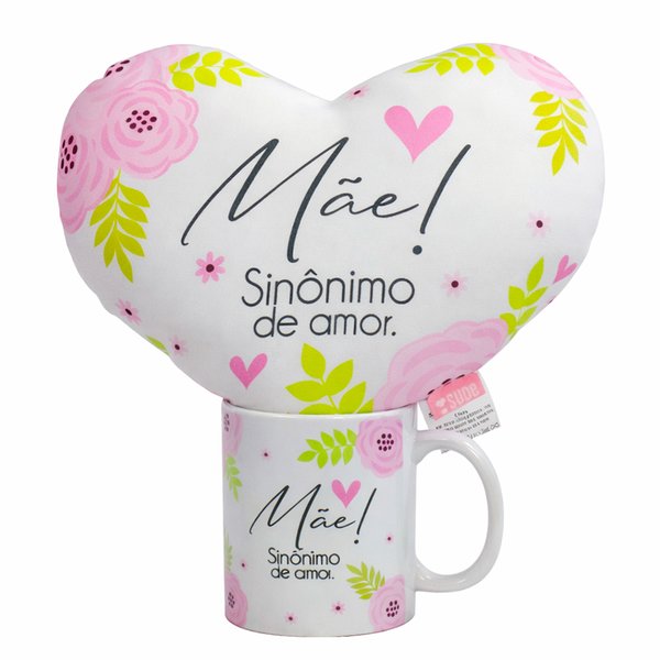 Caneca e Almofada Mãe Sinônimo de Amor