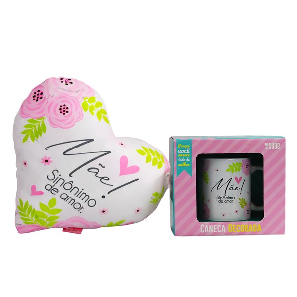 Caneca e Almofada Mãe Sinônimo de Amor