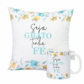 Caneca e Almofada Seja Grato Tenha Fé