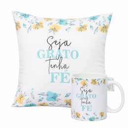 Imagem de Caneca e Almofada Seja Grato Tenha Fé