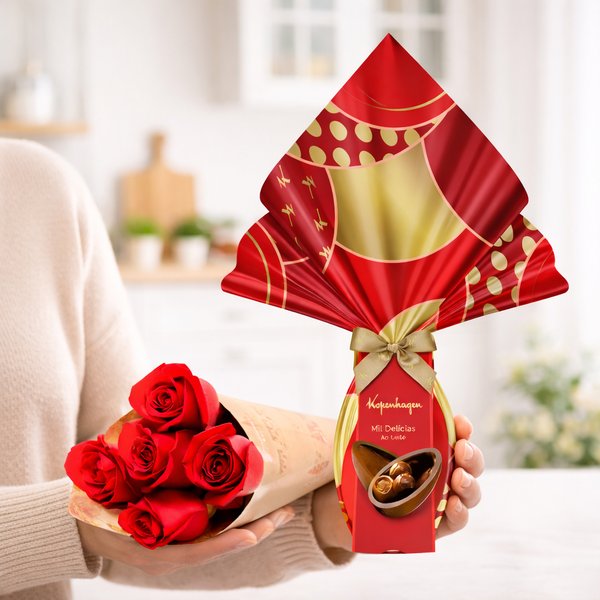 Buquê Partitura de Rosas e Ovo Mil Delicias Kopenhagen