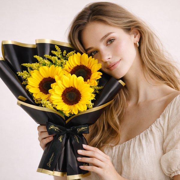 Radiante Buquê de 3 Girassóis