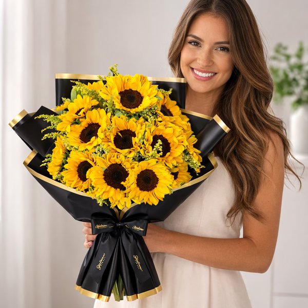 Radiante Buquê de 12 Girassóis