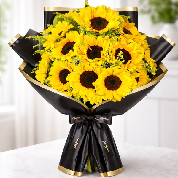 Radiante Buquê de 12 Girassóis