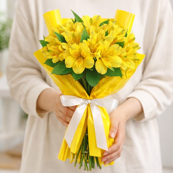 Buquê de Astromélias Amarelas - Serenidade