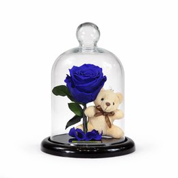 Imagem de Mini Rosa Encantada Azul e Urso Chaveiro
