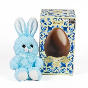 Imagem de Coelho de Pelúcia Azul e Ovo Clássico 180g Biscoitê